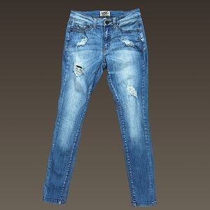 Denim‎ Blvd Medium Wash Distressed Skinny Jeans Sz 1